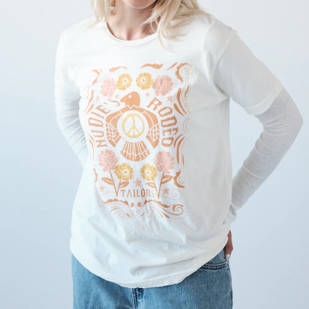 MIDNIGHT RIDER UNISEX NUDIE PEACE DOVE TEE (L)